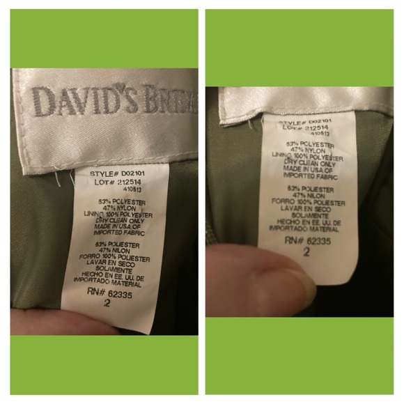 Davids Bridal D02101 Green Fit and Flare Dress Bridesmaid Short Gown 2/S NWOT - Picture 15 of 16